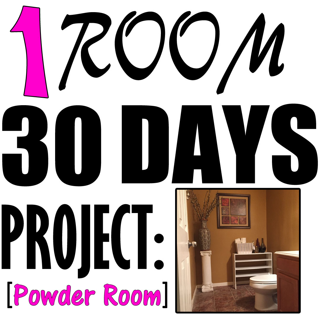 Powder Room Makeover #homedecor #1Room30Days with Angela East at angelaeast.com