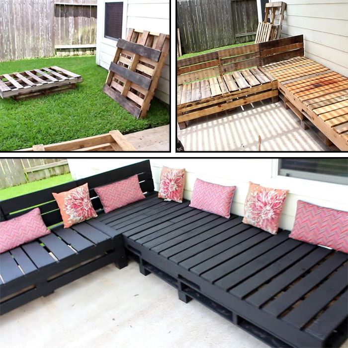 Pallet Furniture Diy Patio Sectional, How To Make An Outdoor Sofa Out Of Pallets