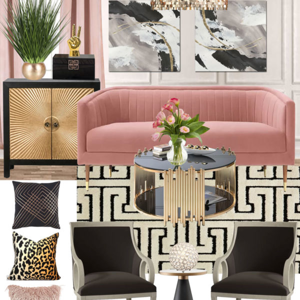 Pink Living Room Mood Board